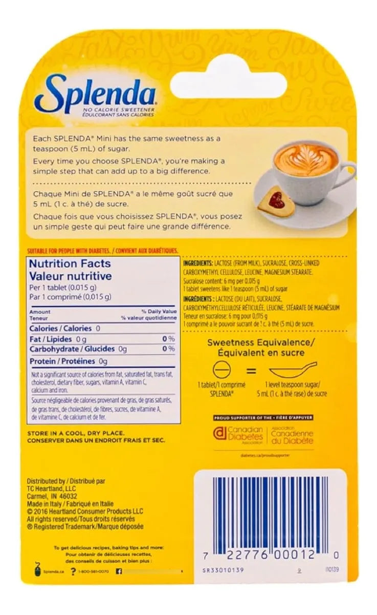 2 X Adoçante Splenda Mini Comprimidos 200 Tablets - Original