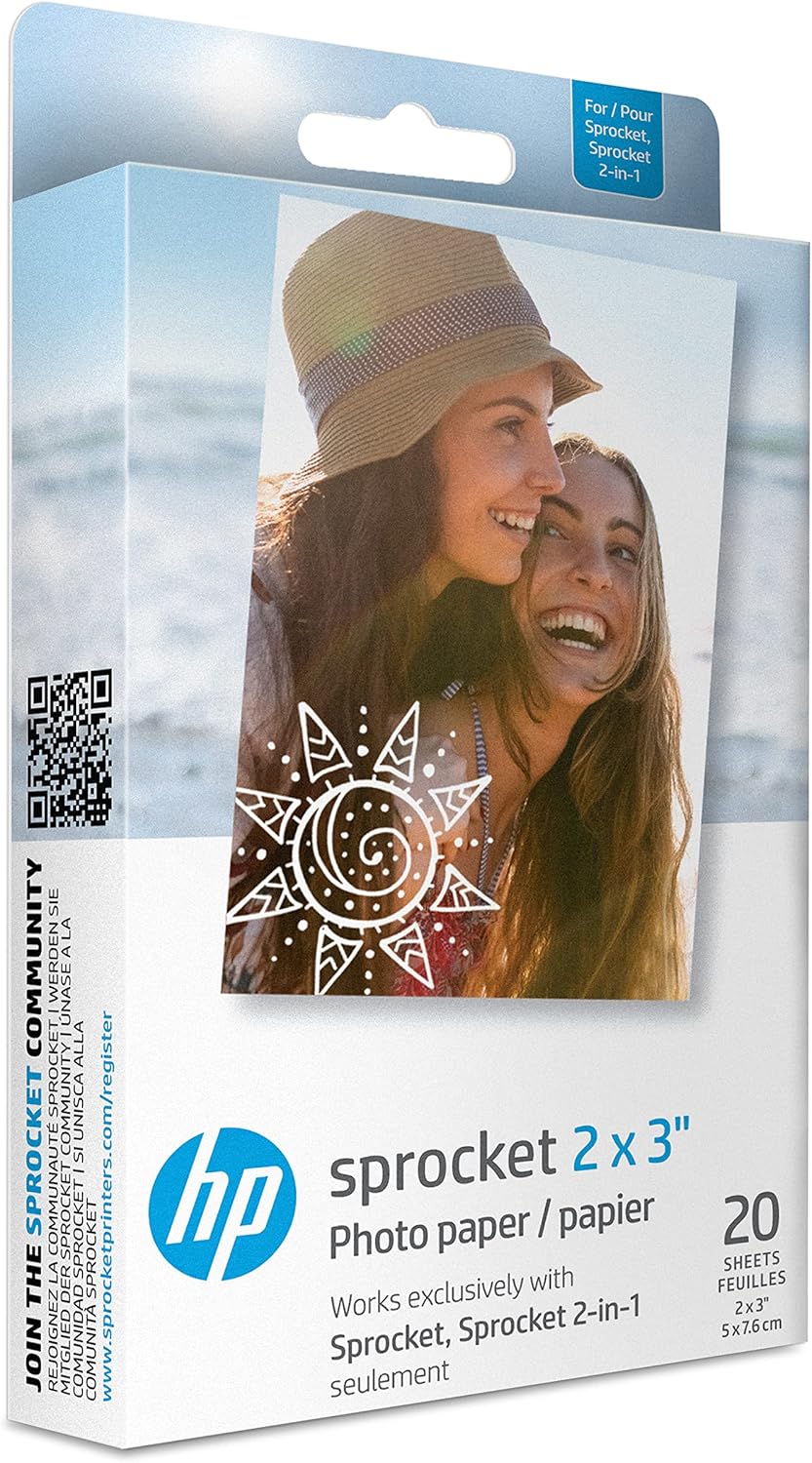 Hp Papel Fotografico Sprocket 20 Folhas