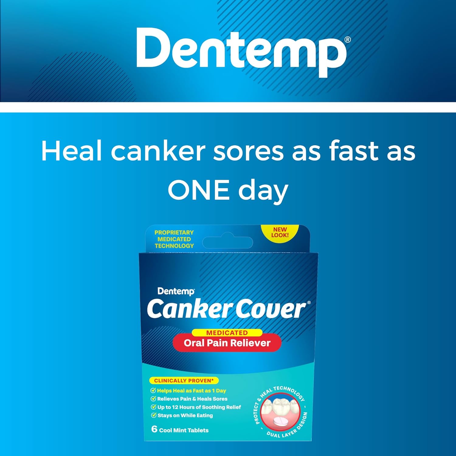 Dentemp Canker Cover P/ Tratamento De Aftas Com 6 Tabletes