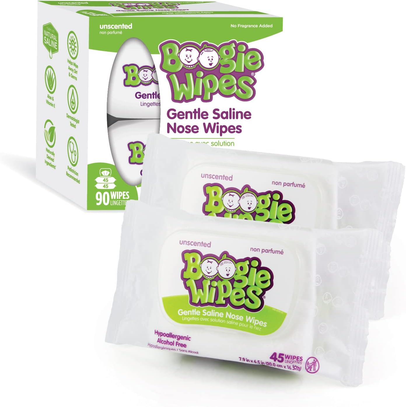 Boogie Wipes 90 lençinhos umedecidos com soro fisiológico 816167011403