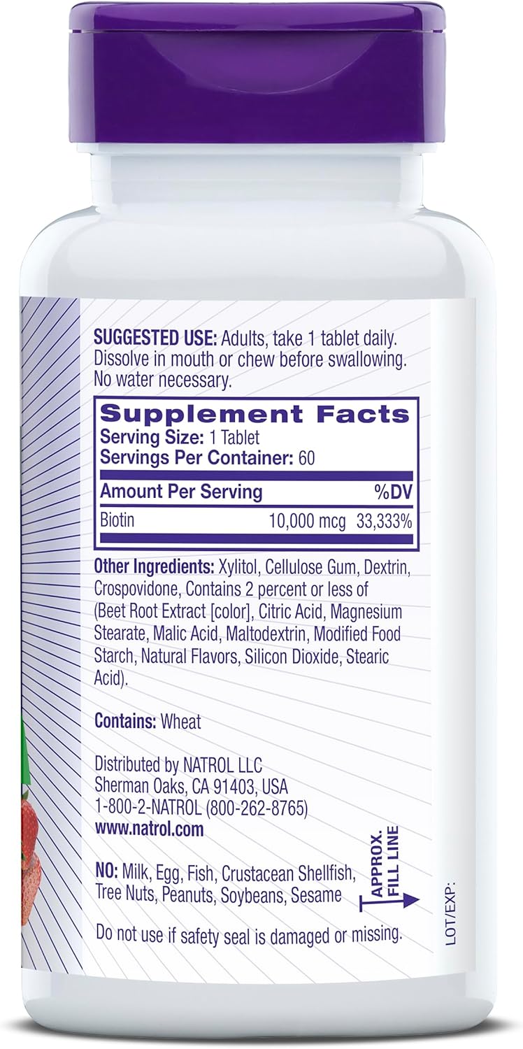 Biotina 10000mcg 60tabs Natrol Importado Original E U A