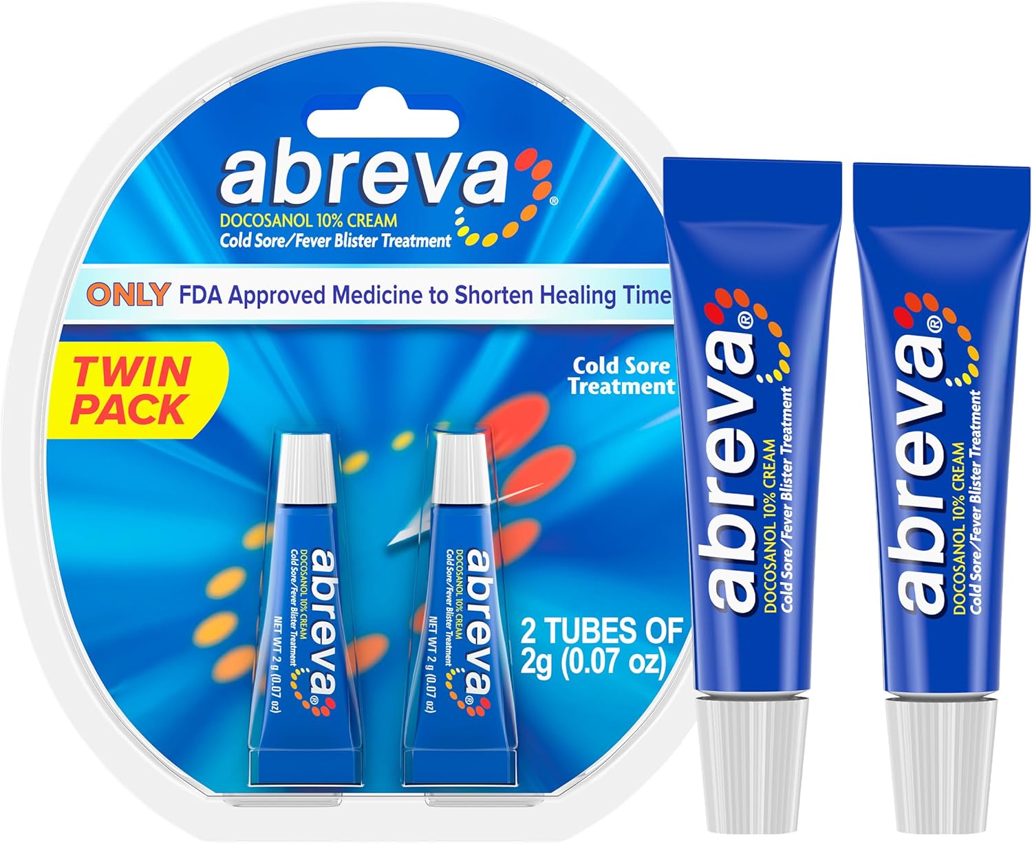 Abreva Docosanol - Herpes Bolhas - 2 Tubos