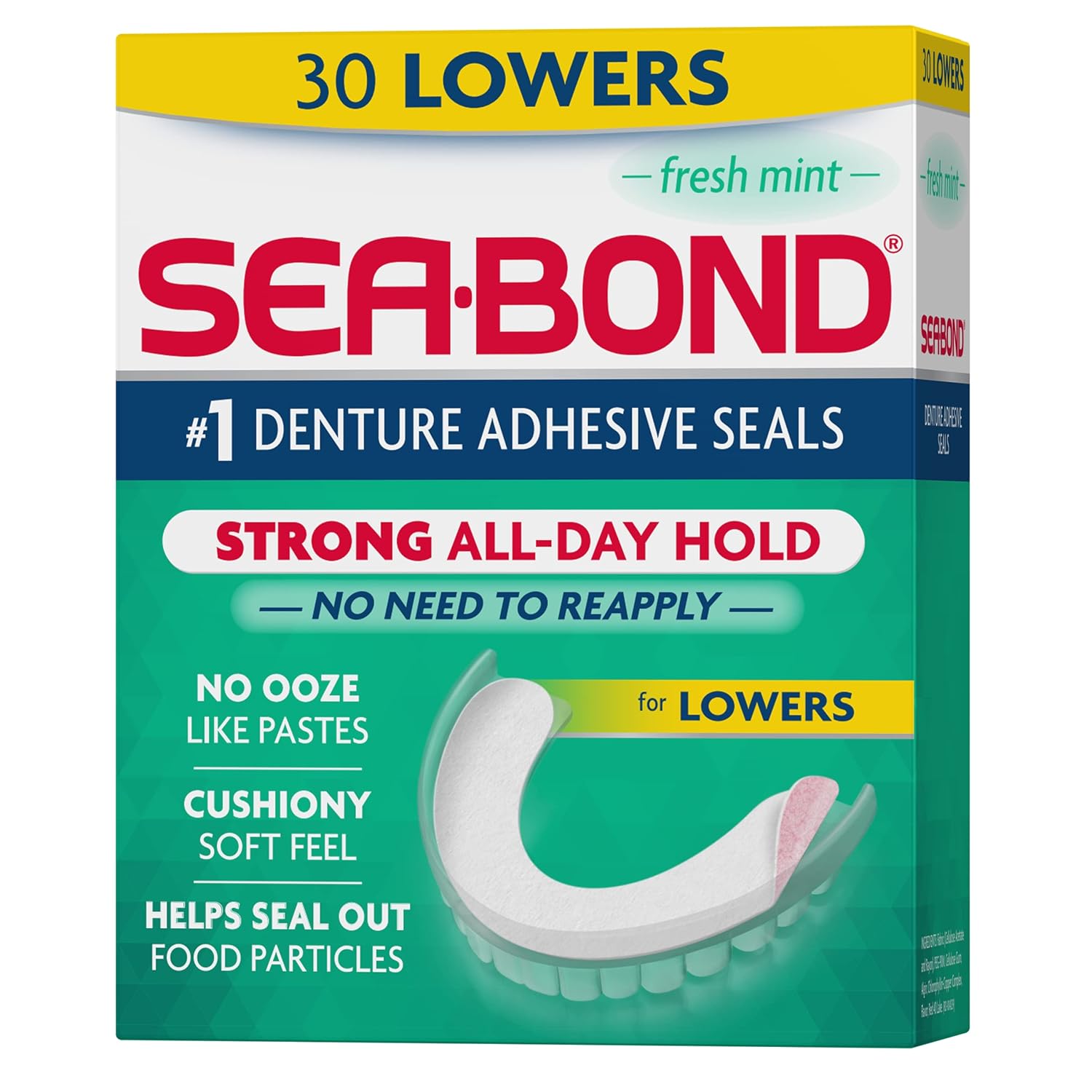 Sea Bond - Fixador Dentadura - Parte Inferior - Menta 30 Un