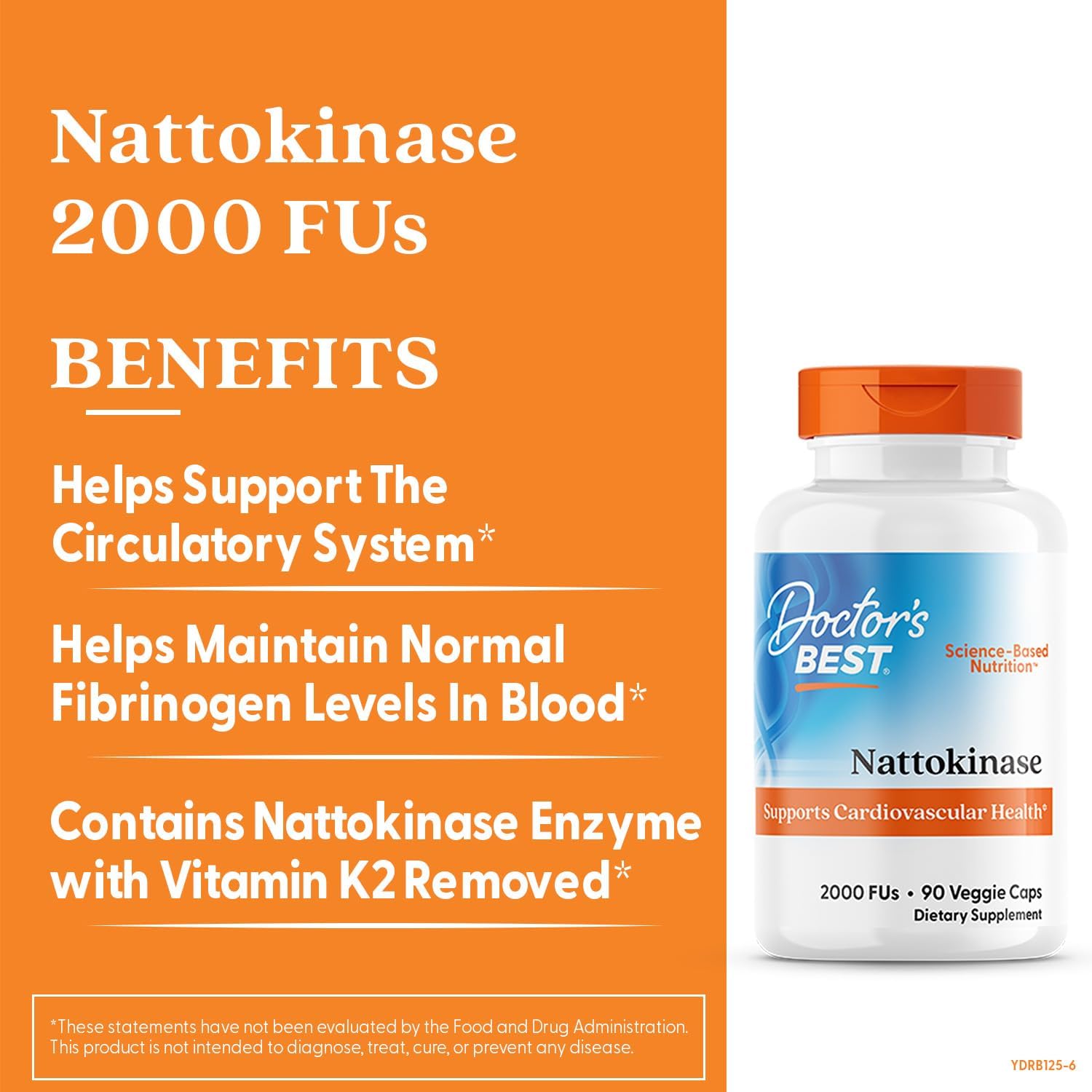 Doctor's Best Natokinase 2.000uf Sistema Circulatório 90Cps