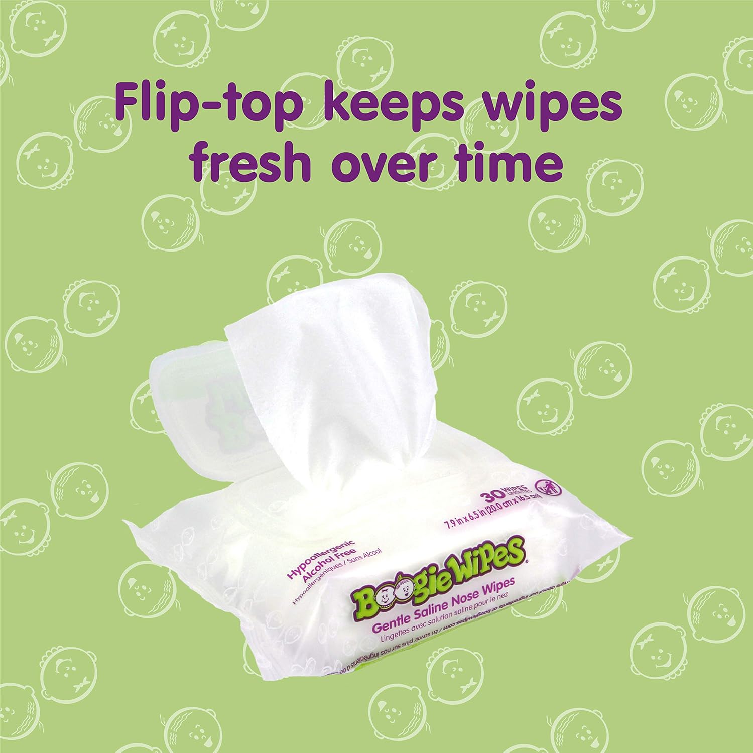 Boogie Wipes 90 lençinhos umedecidos com soro fisiológico 816167011403