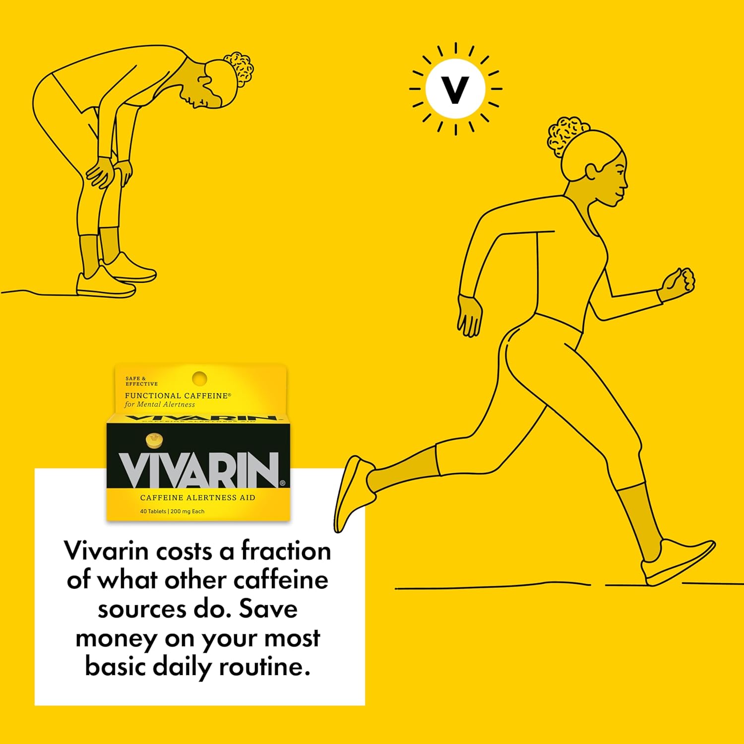 Vivarin Cafeina Energia Mental 200mg 40 Tabletes - USA