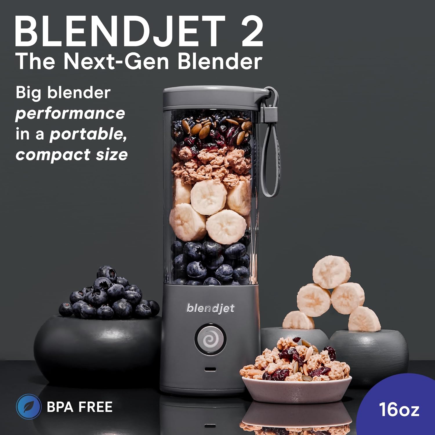 Mini Liquidificador Portátil Blendjet Sem Fio - Cinza 7,4W