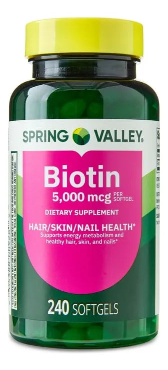 Biotina Spring Valley 5.000 Mcg - 240 Cápsulas - Original