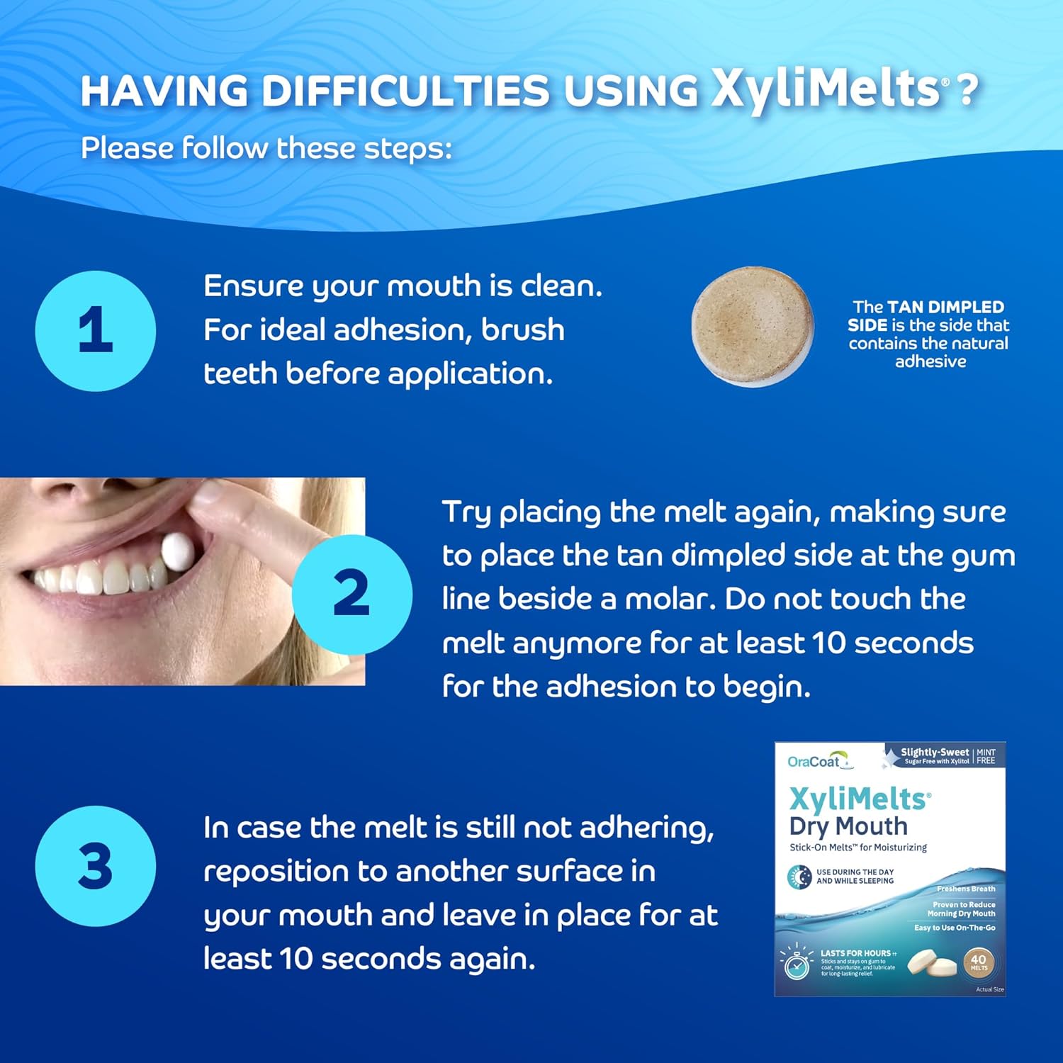 XyliMelts Oracoat Discos Adesivos - Sem Sabor C/ Xilitol 40 Un