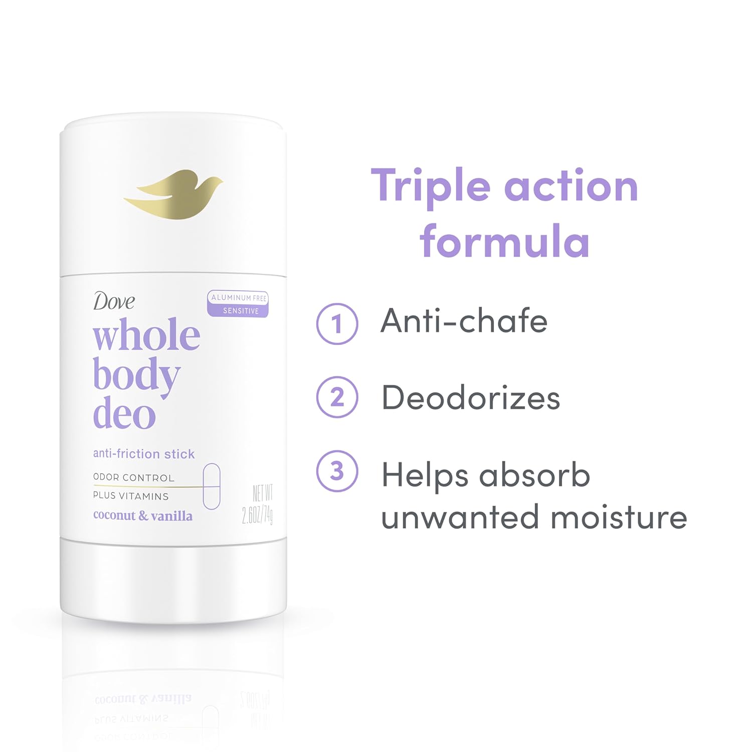 Loção Dove Whole Body Anti-atrito - Coco E Baunilha 74g