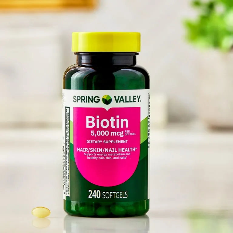 Biotina Spring Valley 5.000 Mcg - 240 Cápsulas - Original
