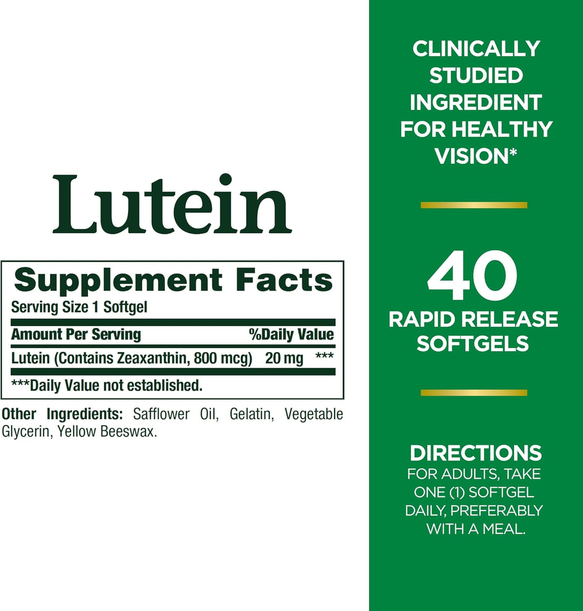 Lutein Com Zeaxanthin 20mg - 40caps Nature's Bounty