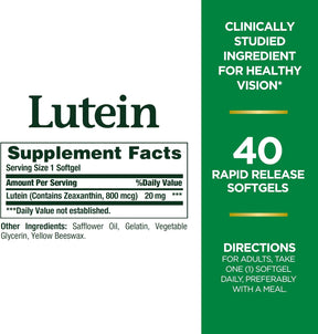 Lutein Com Zeaxanthin 20mg - 40caps Nature's Bounty