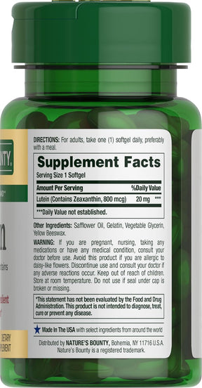 Lutein Com Zeaxanthin 20mg - 40caps Nature's Bounty