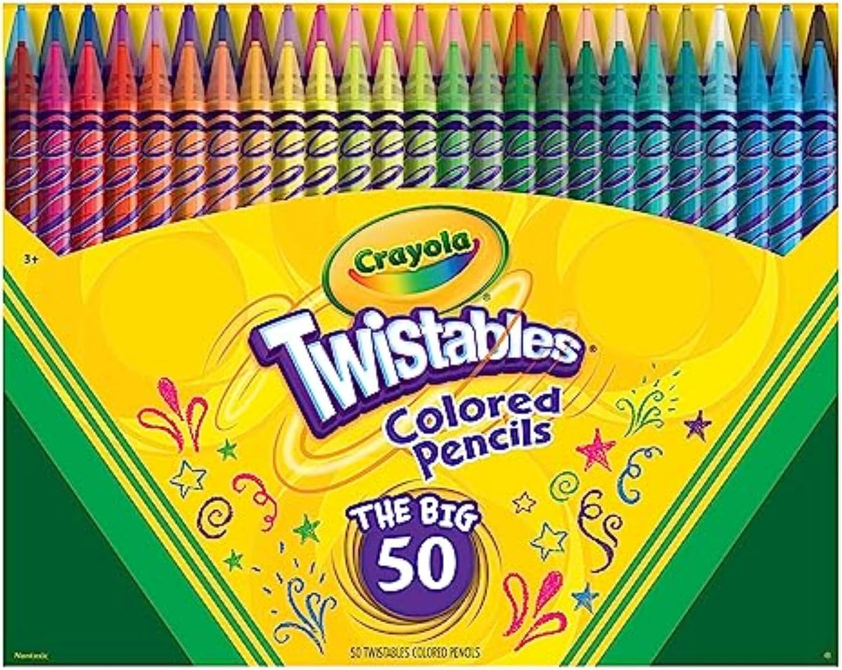 Lápis De Cor Crayola 50 Cores Twistables Não Precisa Apontar