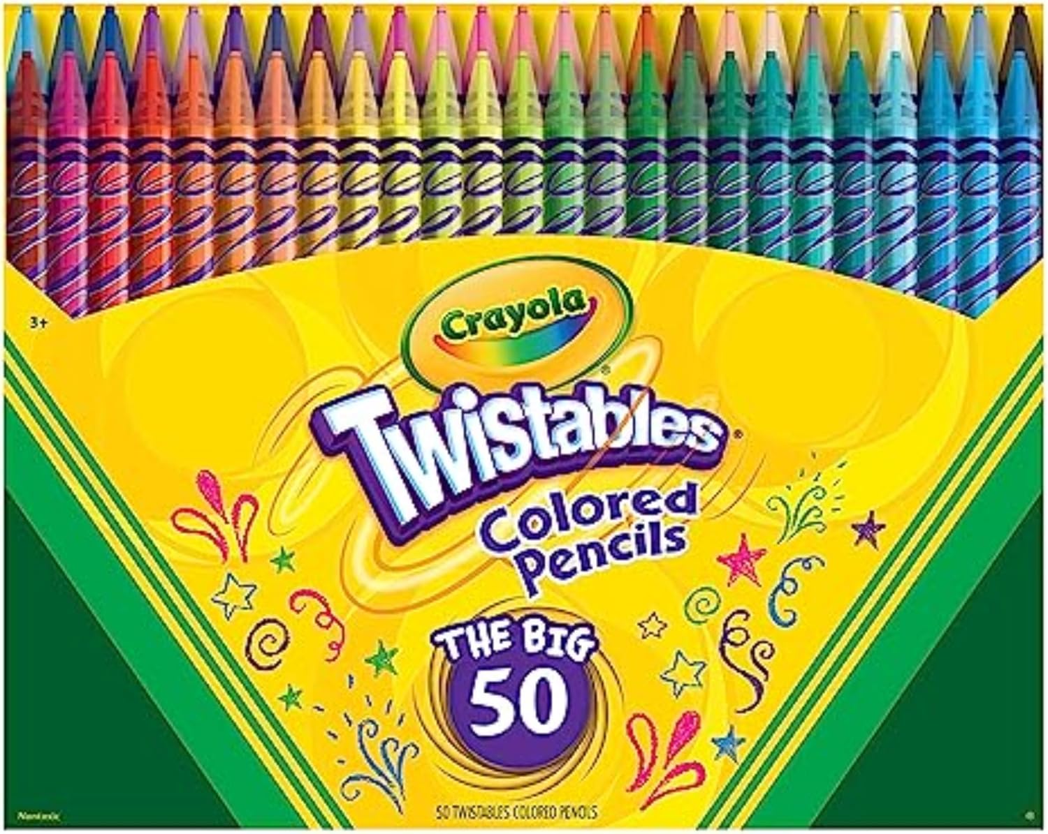 Lápis De Cor Crayola 50 Cores Twistables Não Precisa Apontar