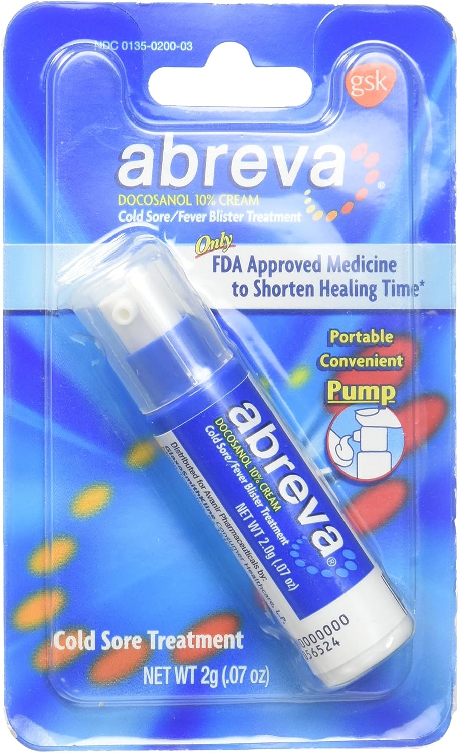 Abreva Tratamento De Bolha De Febre / Afta (2g) Abreva Pump