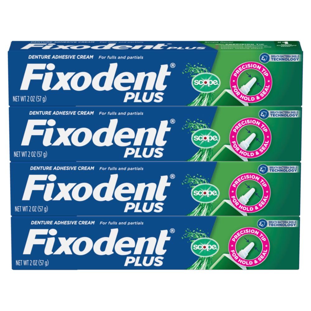 Creme Fixador De Dentadura Fixodent Plus Scope 57g - 4 Tubos