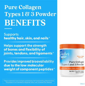 Doctor's Best Colágeno Collagen Tipo 1 & 3 Pó 200g Importado
