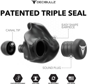 Decibullz - Protetor Auricular Moldável - Nrr 31 Db - Preto