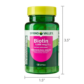 Biotina Spring Valley 5.000 Mcg - 120 Cápsulas
