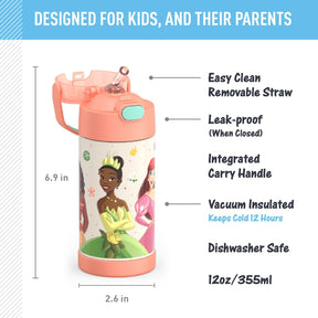 Thermos Funtainer Garrafa Têrmica 355ml Princesas Disney