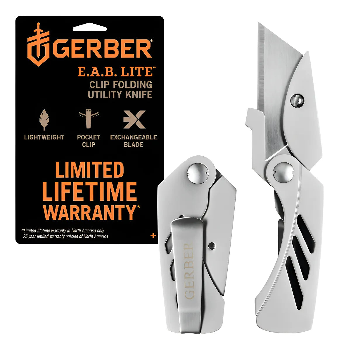 Gerber Canivete Estilete Dobrável Inox Com Clipe De Bolso