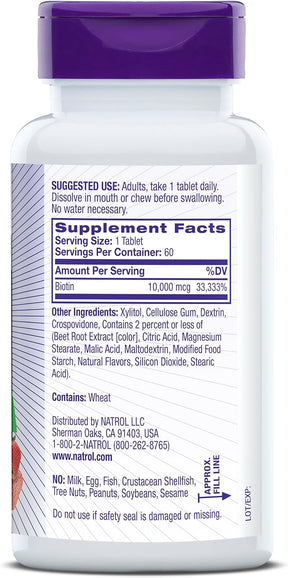 Biotina 10000mcg 60tabs Natrol Importado Original E U A