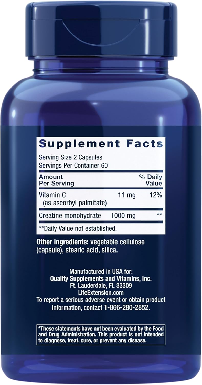 Life Extension Creatina Pura 1000mg 120 Cápsulas No Brasil