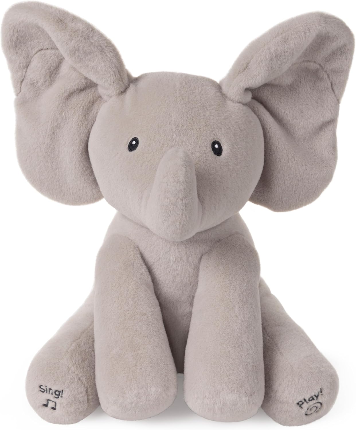 Elefante Flappy Animado Gund Canta Brinca Peek-a-boo Cor Cinza