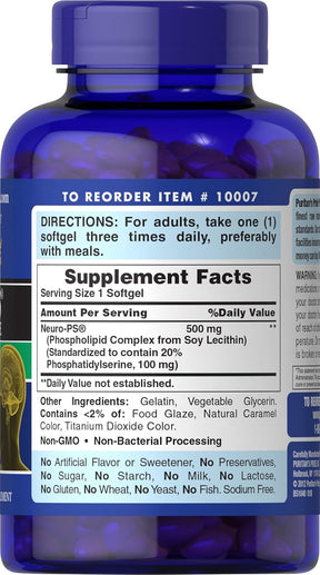 Puritans Pride Neuro Ps Fosfatidilserine 100Mg 120 Softgels