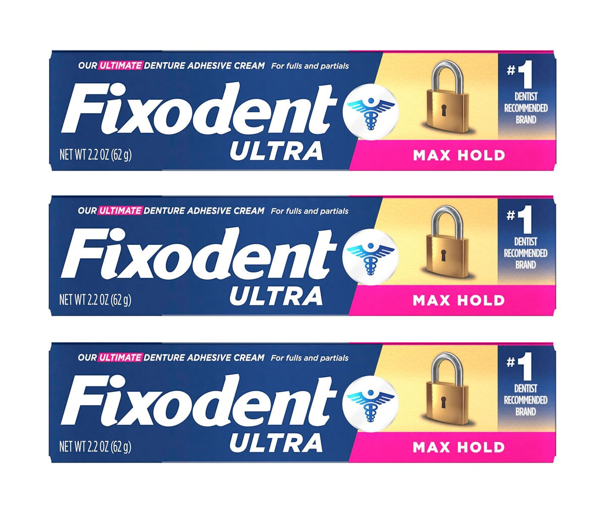 Fixador De Dentadura Fixodent Ultra Scope 62,4g - 3 Tubos
