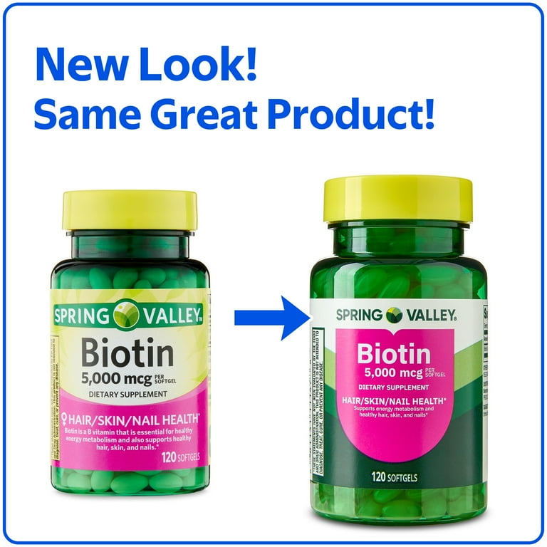 Biotina Spring Valley 5.000 Mcg - 120 Cápsulas