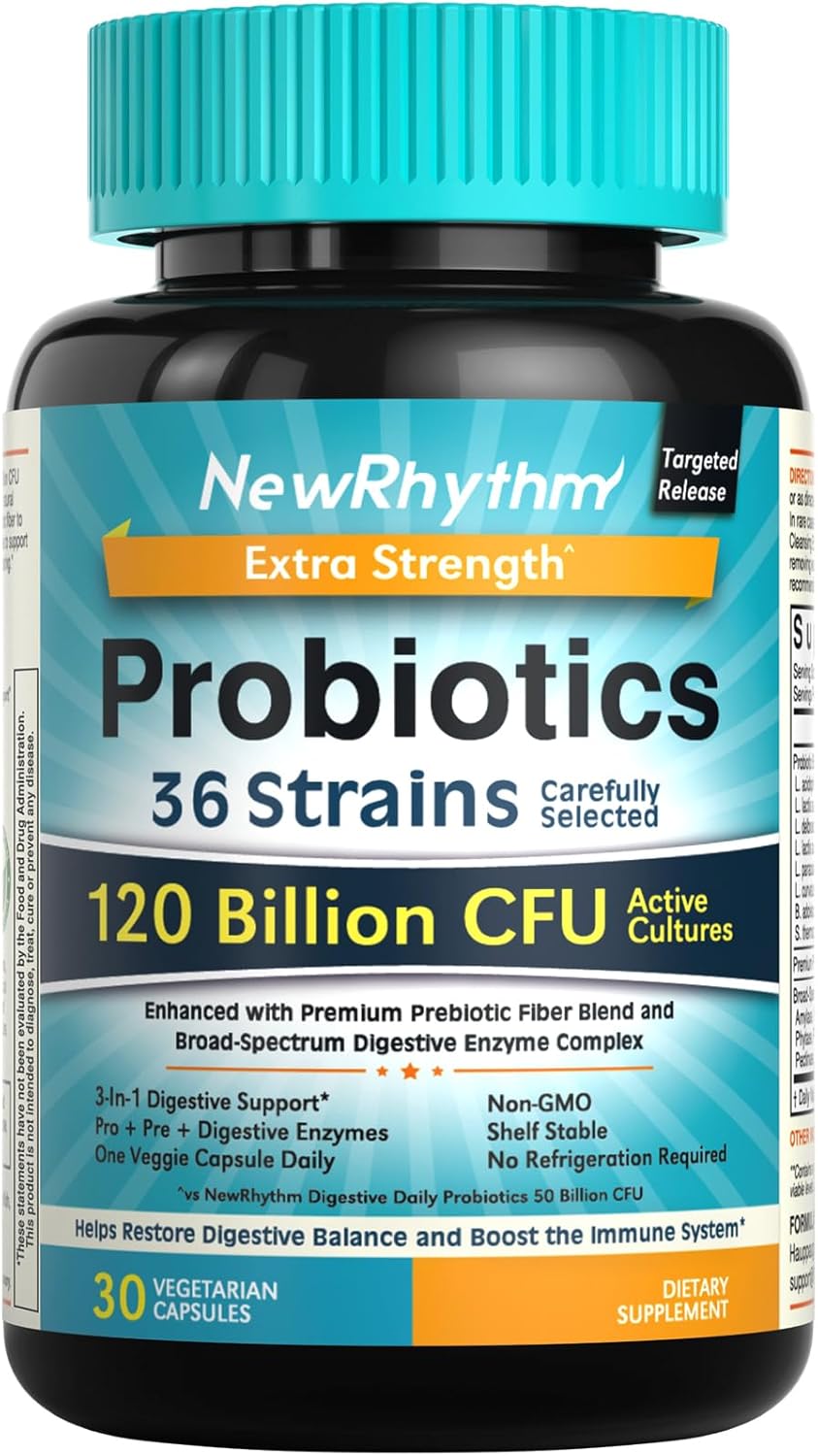 New Rhythm - Probiótico 120 Bilhões 30 Cp 36 Strains Vegan