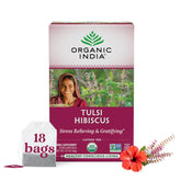 Chá Organic India Tulsi Hibiscus Tulsi E Hibisco 18 Saches