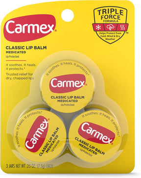 Carmex 3 potes medicated classic balm