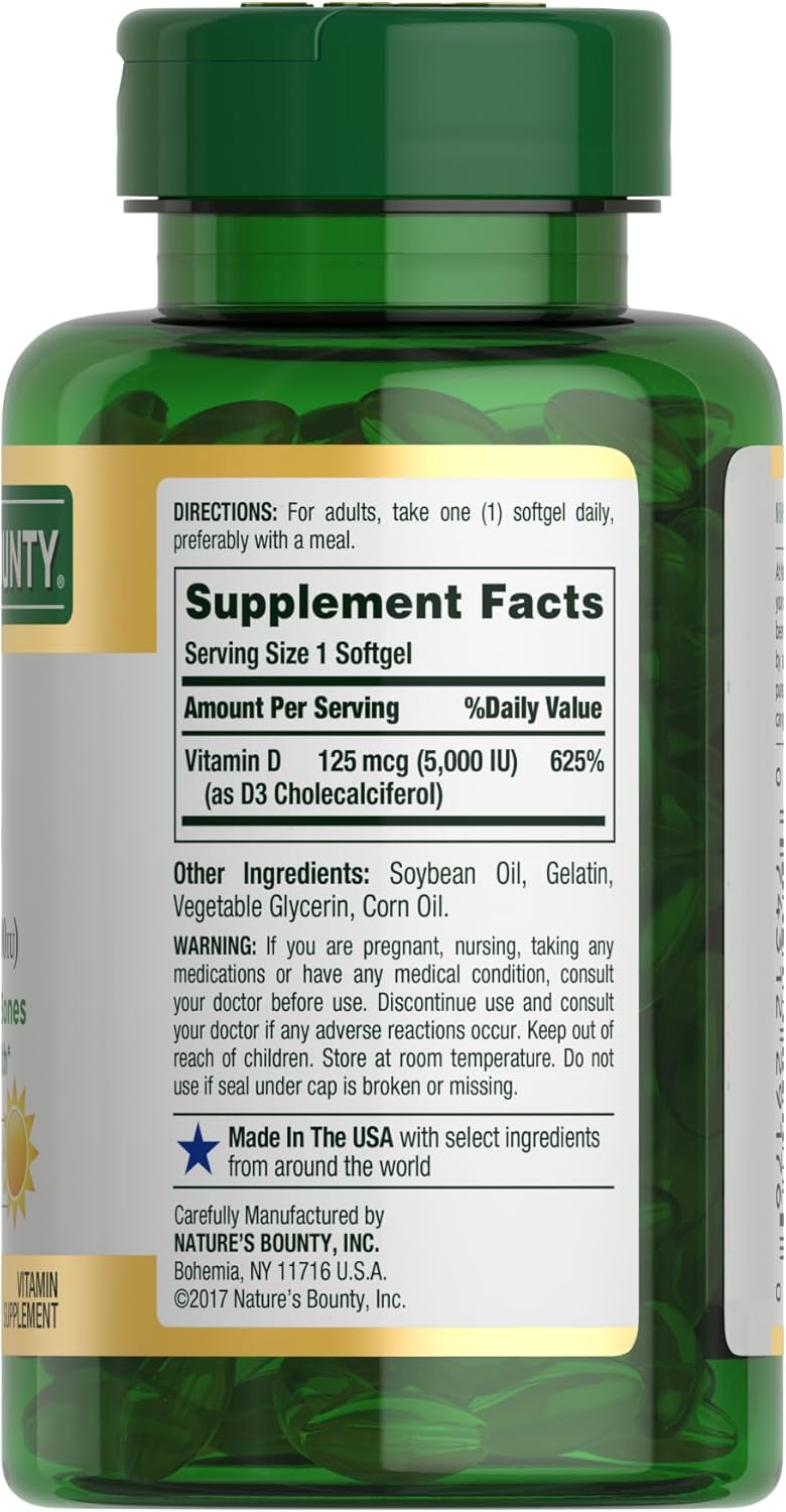 Natures Bounty Vitamina D3 5000ui 125mcg - 240 Soft Gel