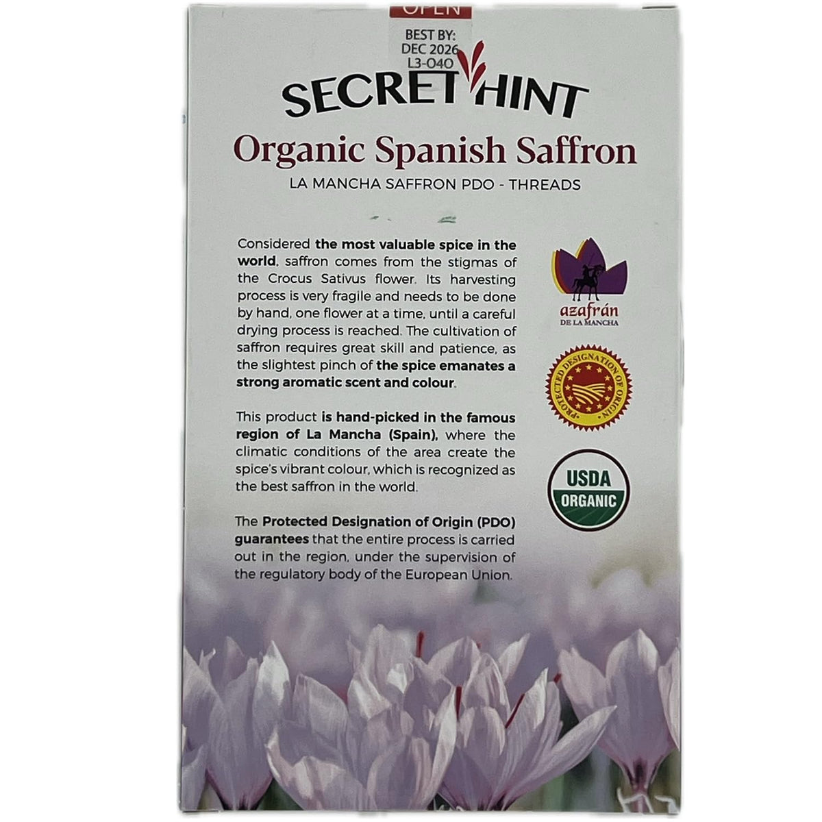 Secret Hint - Açafrão Orgânico Grego Certificado Dop - 1g