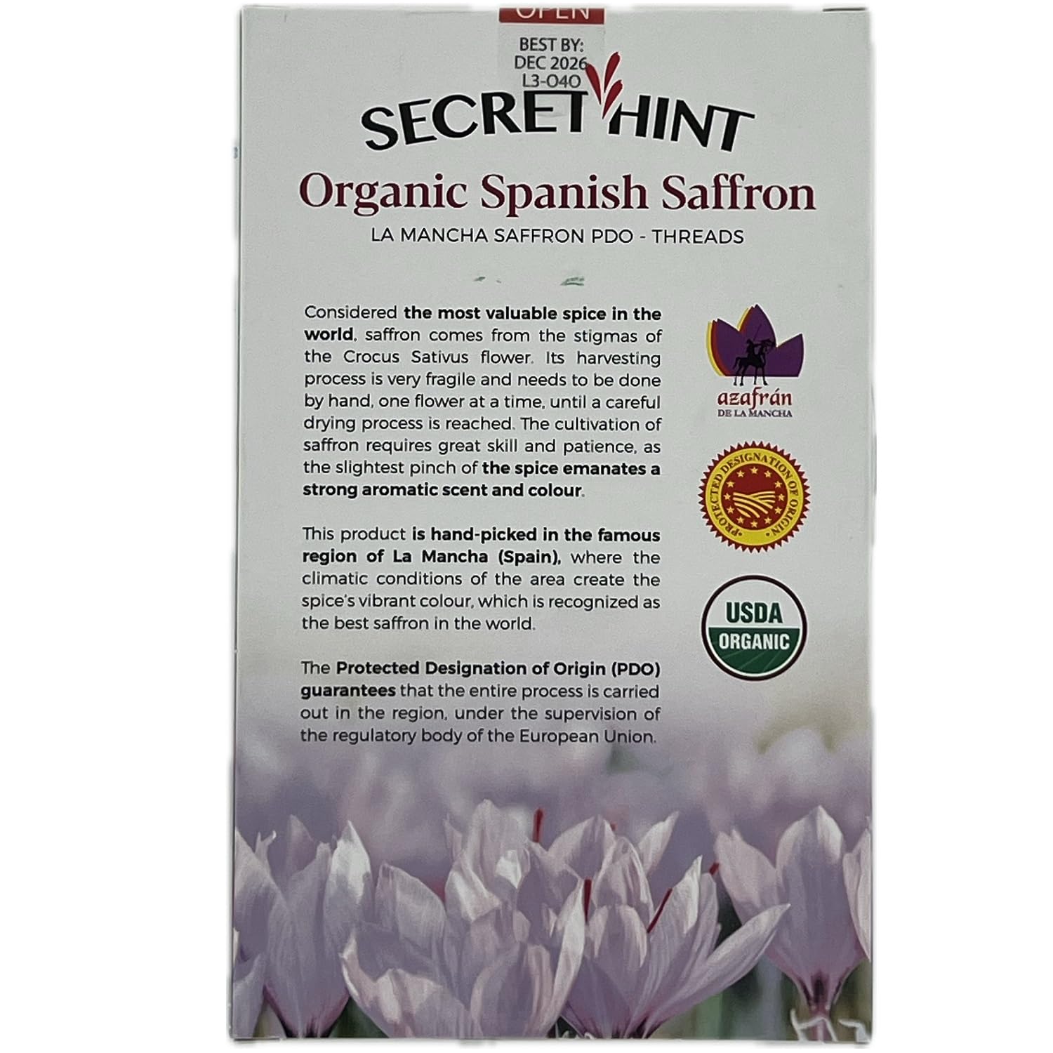 Secret Hint - Açafrão Orgânico Grego Certificado Dop - 1g