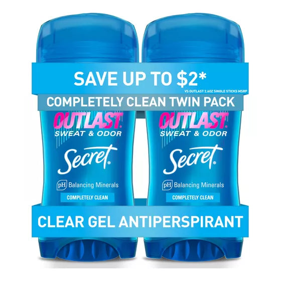 2 Desodorantes Secret Outlast Solido Completely Clean 73g