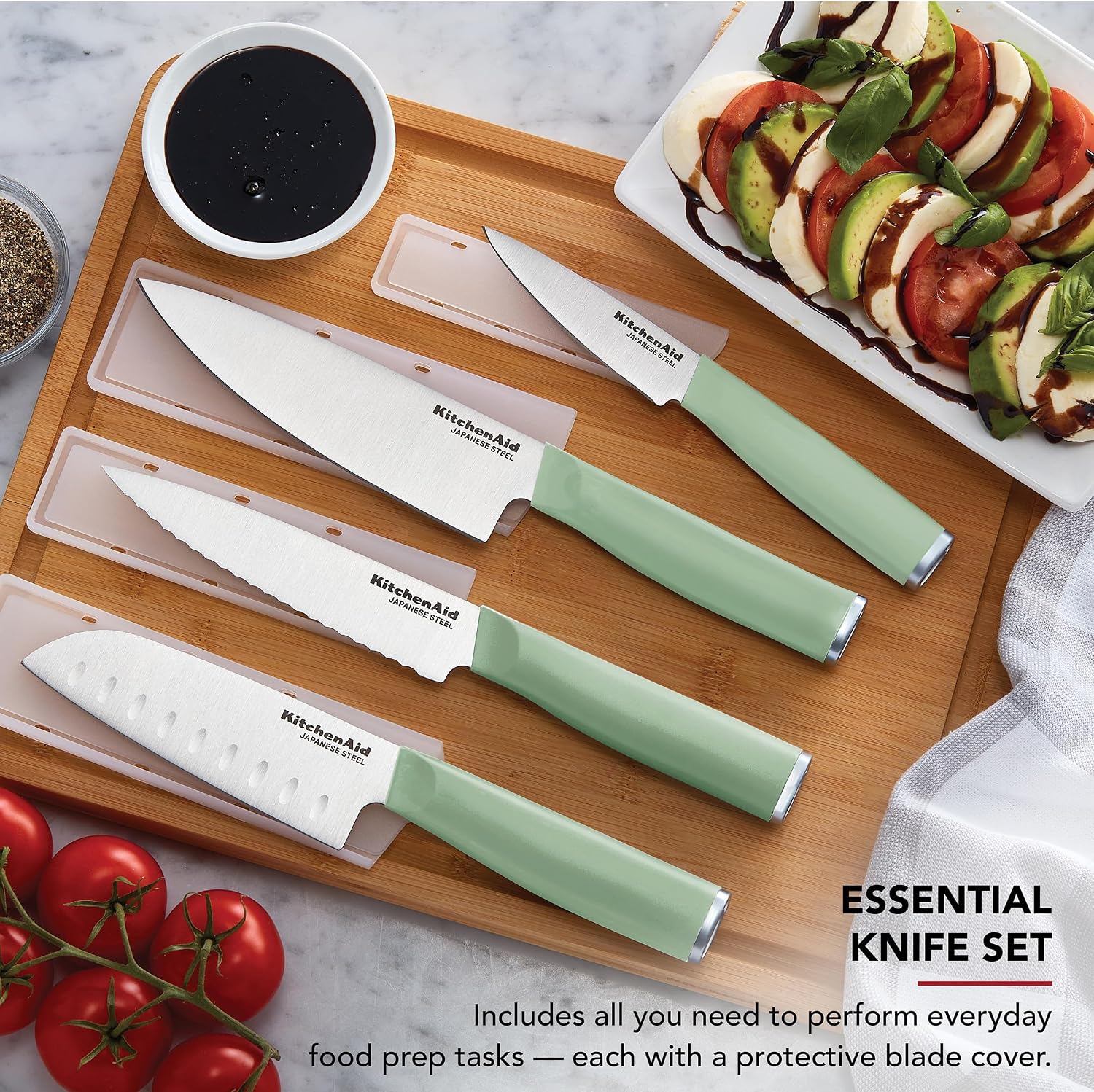 Conjunto De 4 Facas Kitchenaid Chef Aço Inoxidável Pistache