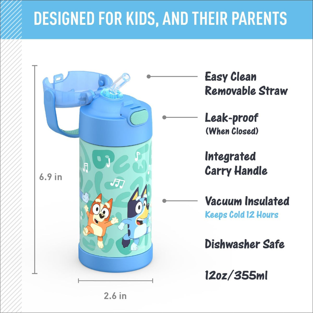 Garrafinha Thermos Funtainer Bluey 355ml