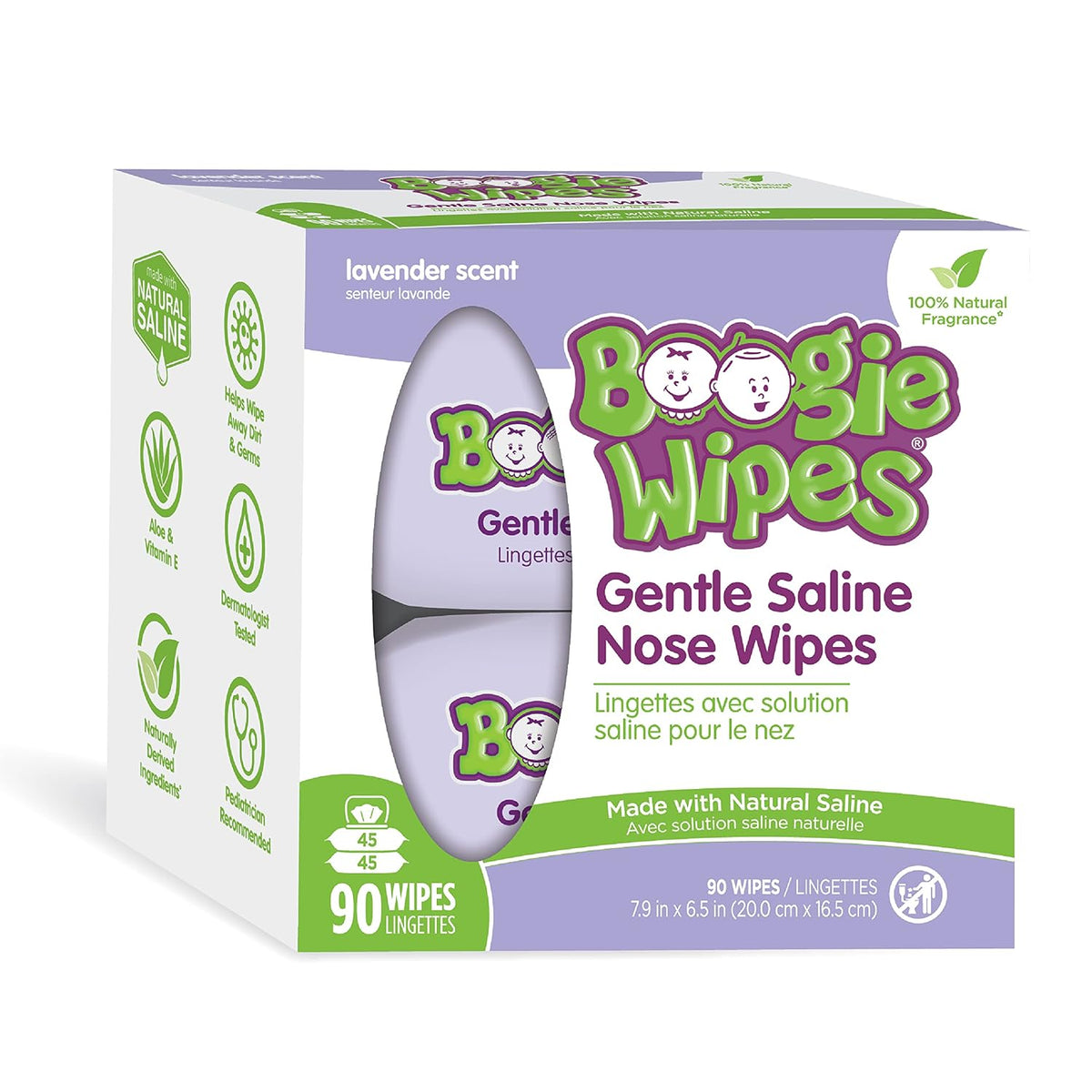Boogie Wipes 90 lenços umidecidos com soro fisiologico Lavanda