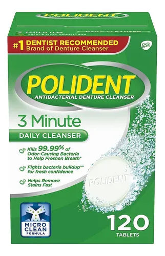 Limpador De Dentadura Polident 120 Pastilhas Importado Usa