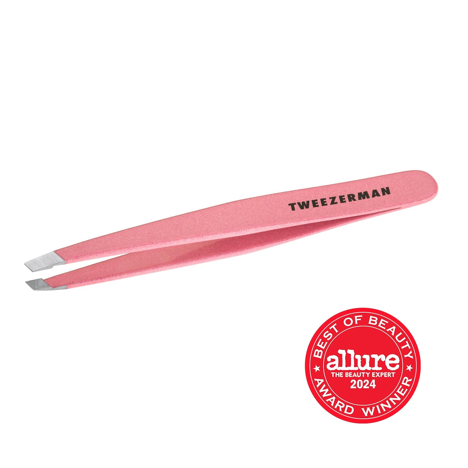 Tweezerman Pinça Slant Inclinada Inoxidável Original 9,5cm - Rosa Claro