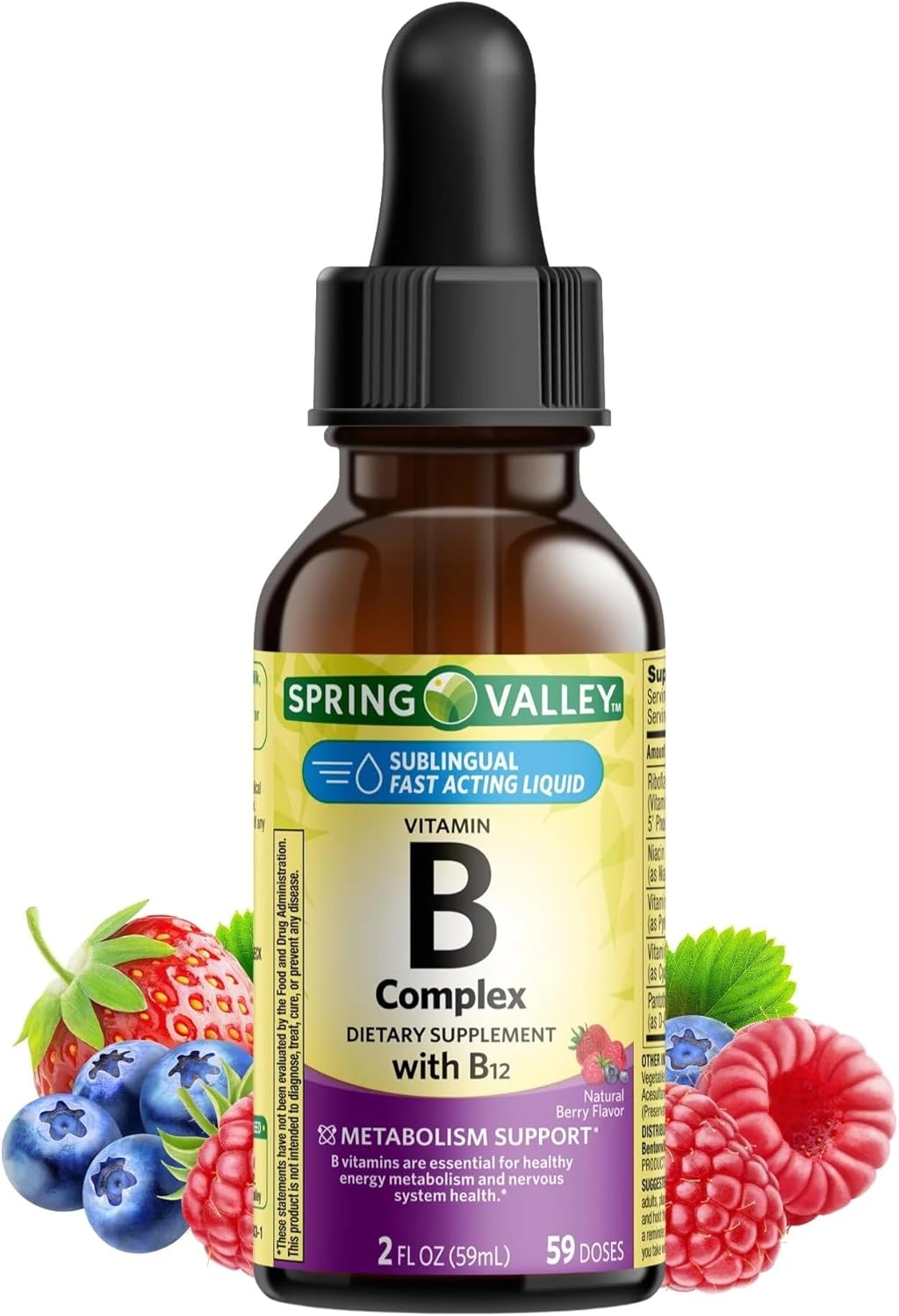 Vitamina B Complex Com B12 Morango - Spring Valley 59ml