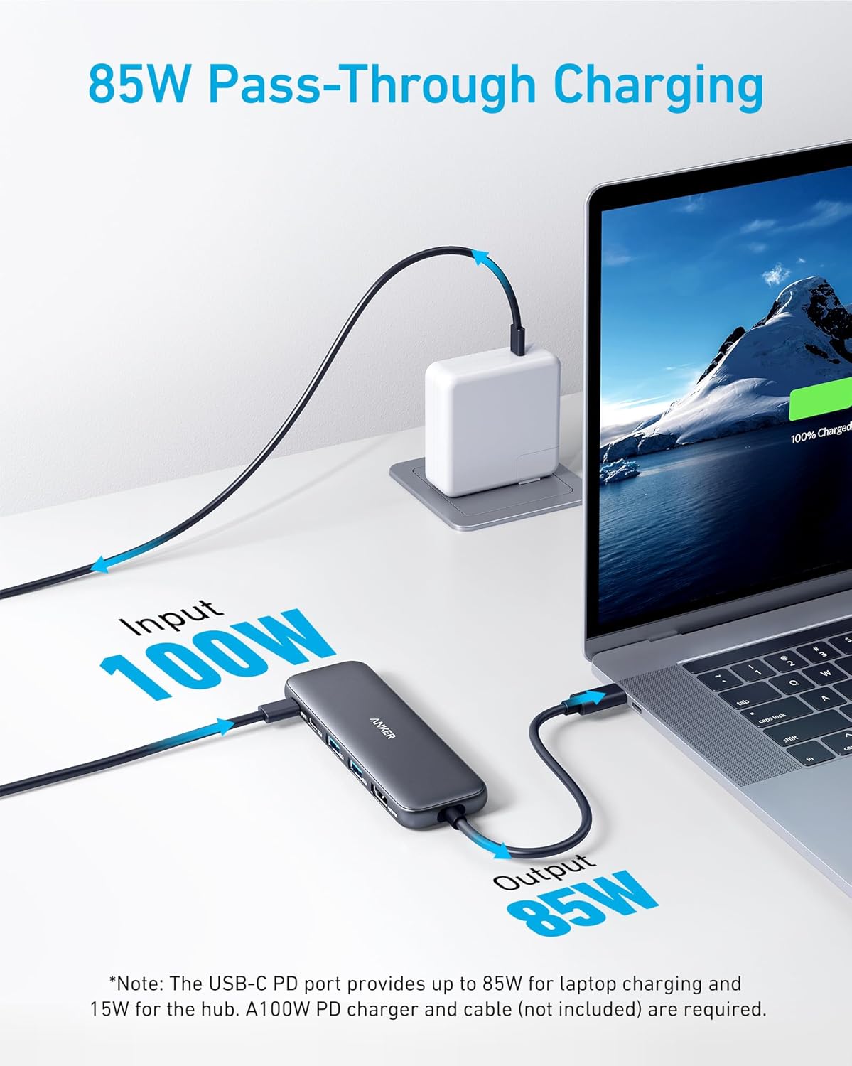 Hub USB-C Anker 332 Divisor USB-C P/ HDMI 5 em 1 C/ tela 4K