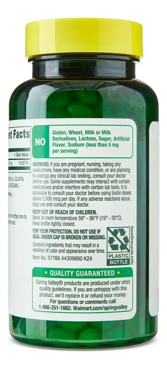 Biotina Spring Valley 5.000 Mcg - 240 Cápsulas - Original