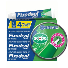 Creme Fixador De Dentadura Fixodent Plus Scope 57g - 4 Tubos