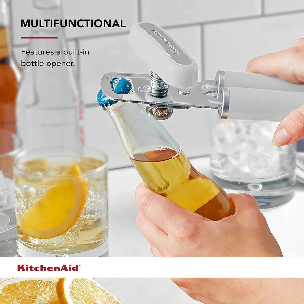 Abridor De Latas E Garrafas Kitchenaid - Cinza Claro 21CM